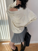 [High quality line] Twisted Deep V-neck Long Sleeve Knitwear