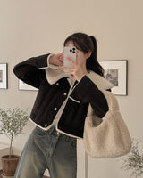 Wool corduroy crop jacket