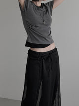 Sherry Layered Boat Neck Short Sleeve T-shirt