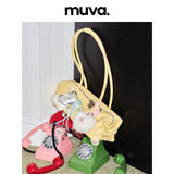 muva. Cylindrical Pillow‑Shape Genuine‑Leather Bag, French Minimalist Lightweight Shoulder Purse for Commute & Travel, New Arrival Jun 18