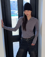 Arun Stripe Hood Long Sleeve T-shirt