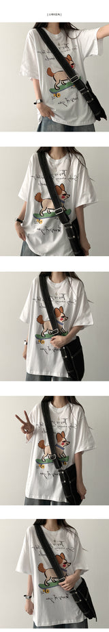 Lime Illustration Digital Printing Overfit Short Sleeve