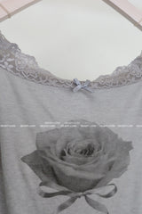 rose lace off-shoulder T-shirt