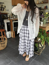 26SS★ [BAONHAUS] Chemini Check Unbalance Long Skirt