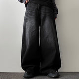 Port 3 trackline washed denim wide pants