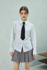 LOWELL SLIM FIT STRIPE SHIRRLING SHIRT / WHITE