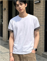 Rolled-Sleeve Cropped Short-Sleeve T-Shirt White