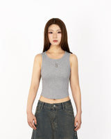 W Chest Logo Crop Short Sleeve GRAY
