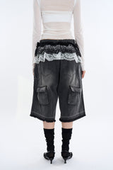 Onyx bermuda cargo denim pants