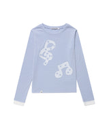 STRIPED MUSIC NOTE LS TEE(CV2GFFT554A)