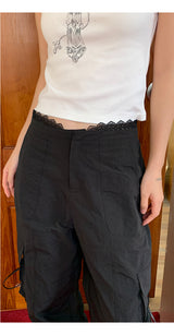 Lace nylon pocket strap cargo pants