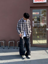 Washing diagonal balloon cargo denim pants 2C