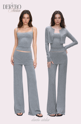 アンナ レース カーディガン トレーニング スリーピース セット (Sleeveless cardigan, pants)