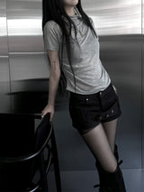mock neck shirring short sleeve (3color)