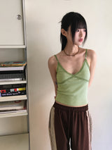 Keyless color combination lace ribbed bustier tank top