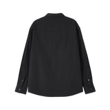Diagonal Muted Garment-Washed Shirt - BLACK
