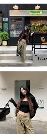 Batwing Fur No Collar Knit Cardigan