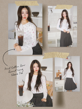 Print Cotton Bow Round Short Sleeve Tee