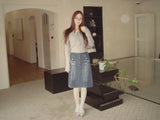 pocket midi denim skirt