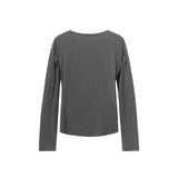 TWIST DRAPE LONG SLEEVE TOP (MELANGE BLACK)