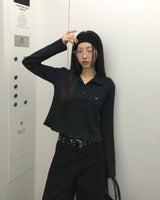 ツイーティー フリルカラー ポルカドットロングスリーブTシャツ