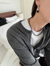 [925silver] Onyx drop earring
