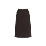 CUT-OUT MAXI LONG SKIRT (DEEP BROWN)