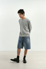 エイジスプラッターカーペンターデニムショーツ(Washed Blue)