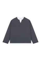 Waffle Layered Henley Long Sleeve