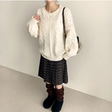 Bomi A-line pleated check midi skirt 