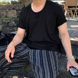 シグニチャーコットンブレンドUネックショートスリーブ