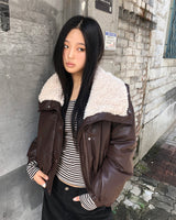 バニングシェルパカラーレザーマスタングジャケット