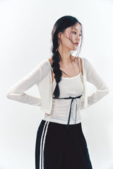 Knit Ribbon Shirring Top Set Ivory