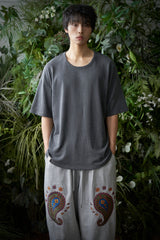 EエッセンシャルプリーツUネック 1/2 Tシャツ (Charcoal)
