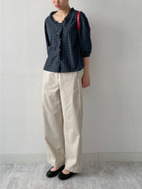 Frill V-neck Three Quarter Blouse