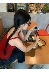 Summer knit flower sleeveless tee