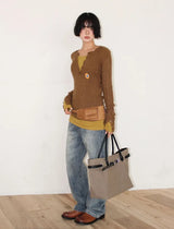 HENLEY BUTTON SLIM KNIT