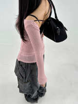BACKLESS OPEN MESH KNIT🖤🤍🩷🩶 - 4 COLORS
