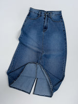 611 A-line Long Denim Skirt