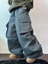HOT HEAT 🔥 PADDING CARGO OVER UNISEX LONG PANTS🩶🖤2COLOR