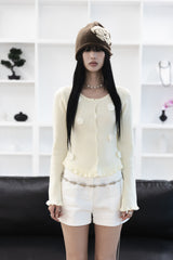 [Sepia] Basic cotton shorts (Black/White)