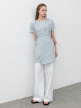 (OP-6265)EMBO STRAP MIINI WRAP DRESS