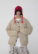 (WOOL) HEAVY CRAFT KNIT CARDIGAN
