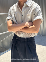 [S/S] Multi stripe half shirts(2color)
