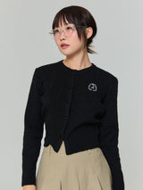 刺繍ツイストカーディガン - ブラック