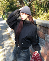 Malt Two-Way High-Neck Flight Jacket