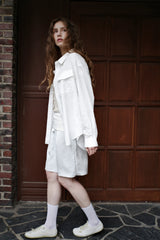 Seersucker check shirt, White