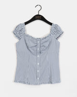 Rumble Stripe Button Sleeveless Blouse