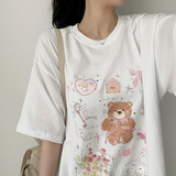 3st Digital Printed Short Sleeve T-Shirt #TeddyBear #Ballerina #Ribbon