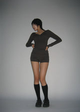 RIB BUTTON LONG TEE